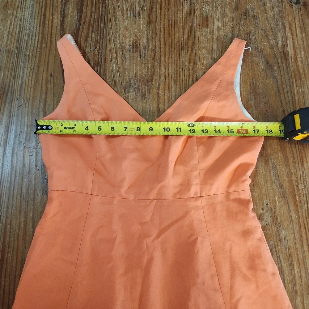 J. Crew Women's Orange Cotton A-Line Sleeveless Dress Sz 6 Lined‎ V-Back & Neck